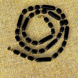Vintage Trifari, gold and black beaded necklace